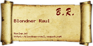Blondner Raul névjegykártya